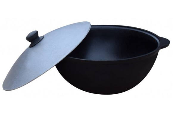 Казан чугунный узбекский 8л. (Плоское дно) 